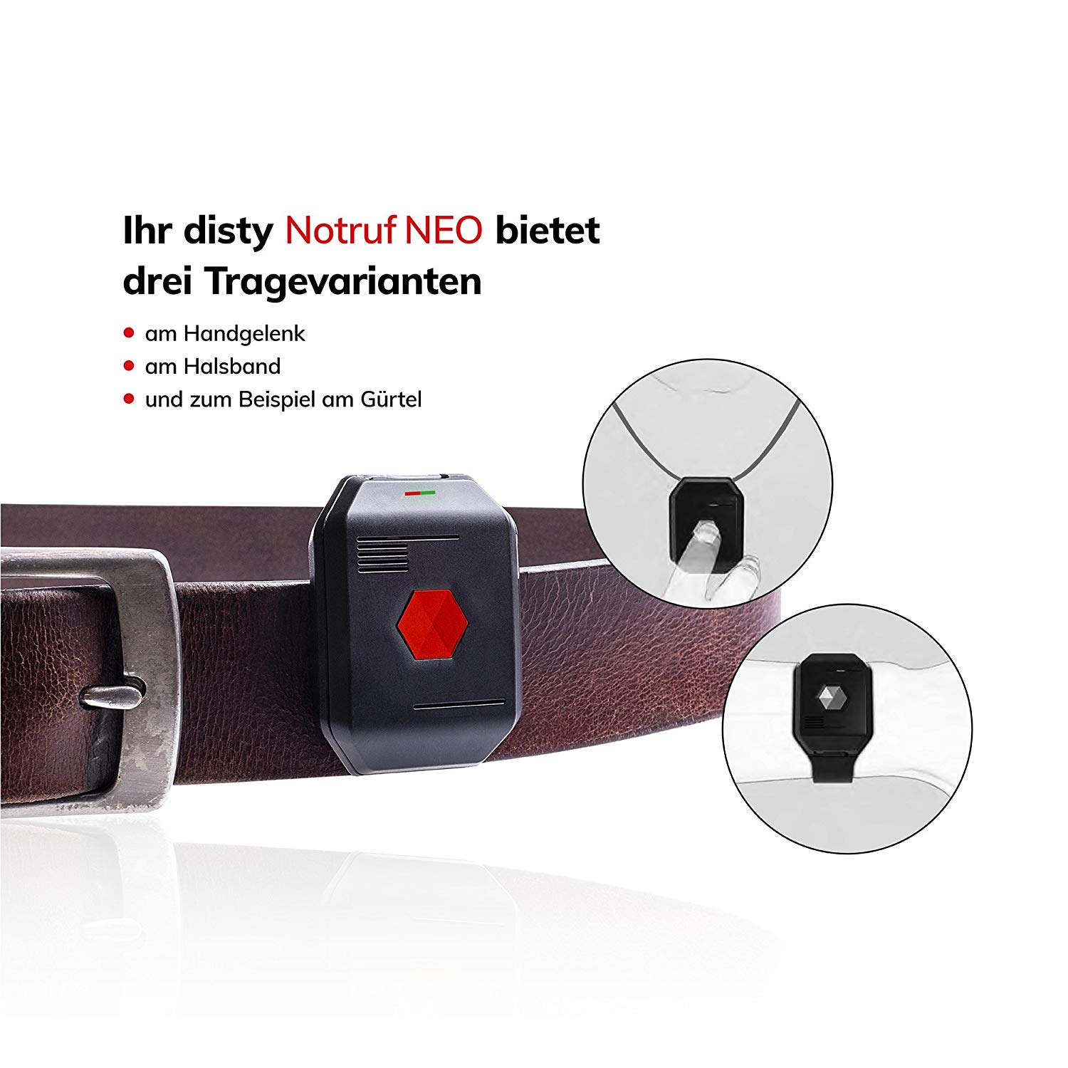 Tragevarianten Disty Neo DECT-Notruf-Uhr