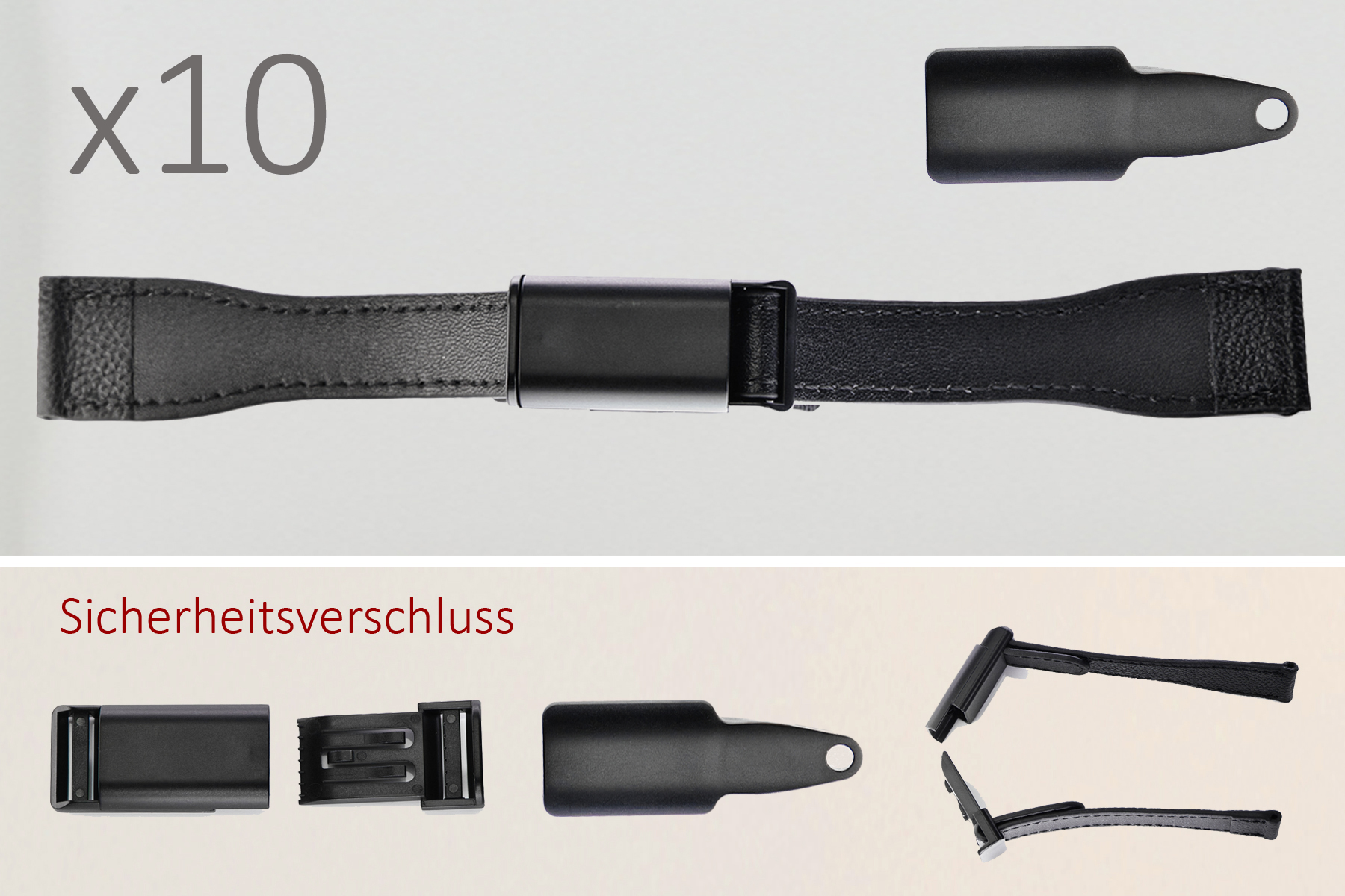 Armband GPS-Track Watch (10er Set), Größe Uni, 20x123mm, mit Kunststoff-Sicherheitsverschluss incl. 10 Schlüssel